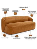 Sofá 2 Lugares Orgânico Para Sala De Estar Living 170cm Heidy F04 Couríssimo Whisky - Lyam Decor