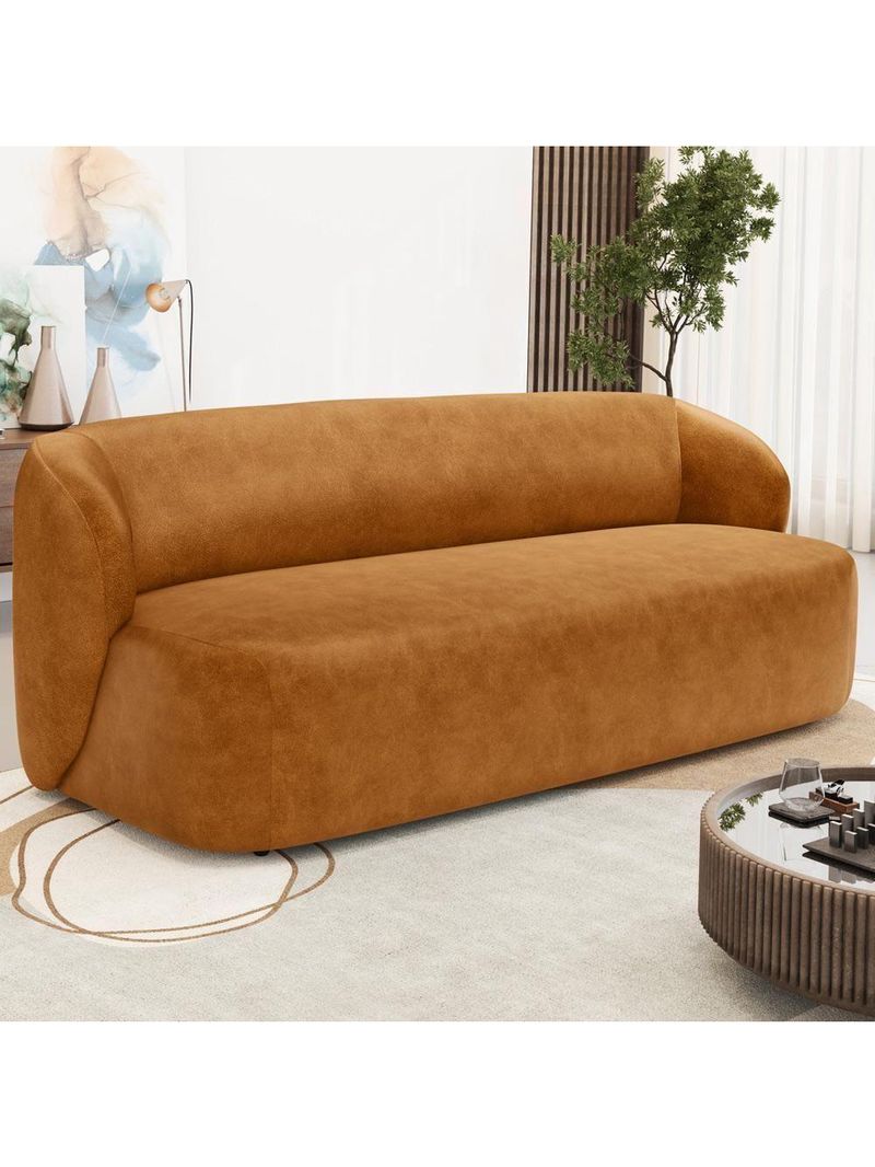 Sofá 2 Lugares Orgânico Para Sala De Estar Living 170cm Heidy F04 Couríssimo Whisky - Lyam Decor