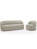 Sofá 3 Lugares 205cm Com Poltrona Giratória Orgânica Heidy F04 Veludo Bege - Lyam Decor