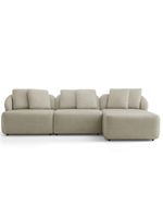 Sofá 3 Lugares Com Chaise Direito Sala Living 254cm Arlo F04 Veludo Bege - Lyam Decor