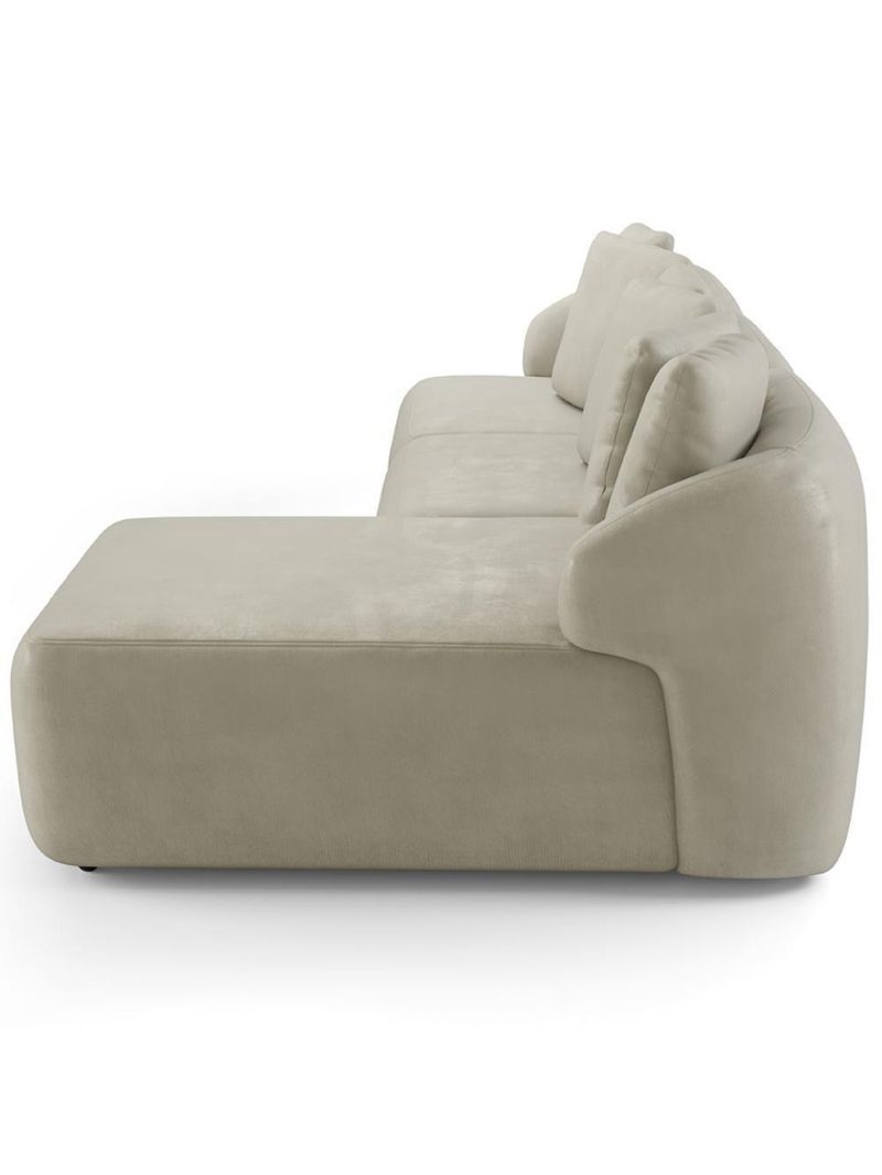 Sofá 3 Lugares Com Chaise Direito Sala Living 254cm Arlo F04 Veludo Bege - Lyam Decor