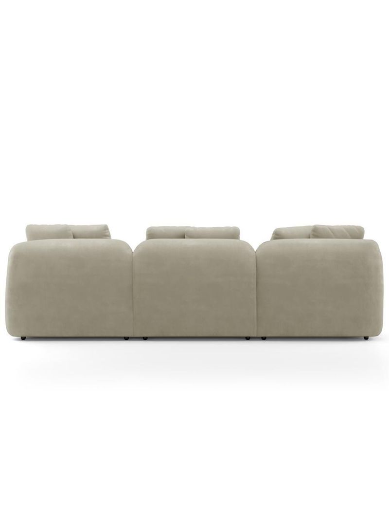Sofá 3 Lugares Com Chaise Direito Sala Living 254cm Arlo F04 Veludo Bege - Lyam Decor