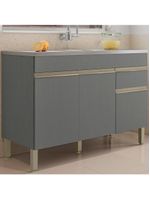 Balcão para Pia 120 cm – 3 Portas e 1 Gaveta – Line KTP Gris