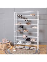 Sapateira 100 Calcados Estante Gigante 50 Pares De Sapatos E Tenis 10 Prateleiras Organizador Andares Em Metal