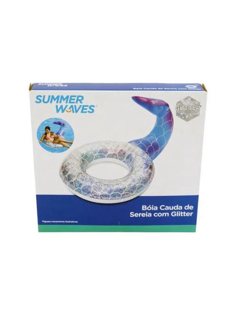 Boia Inflável Cauda de Sereia com Glitter piscina Água mar praia w11355 bel