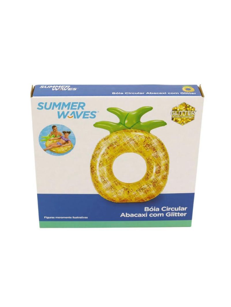 Boia Inflável Circular Abacaxi com Glitter piscina Água mar praia w11342 bel