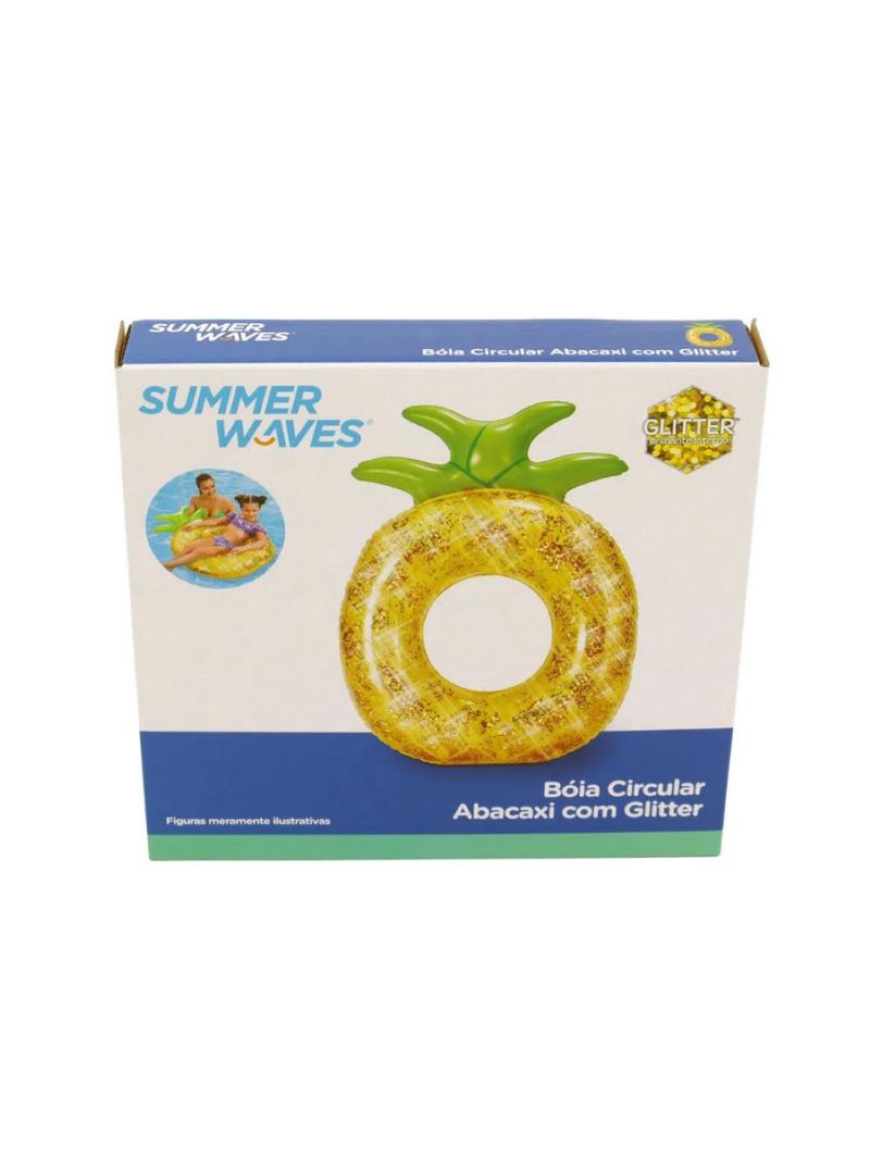 Boia Inflável Circular Abacaxi com Glitter piscina Água mar praia w11342 bel