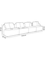 Sofá 4 Lugares Para Sala De Estar Living 314cm Arlo F04 Linho Cinza - Lyam Decor