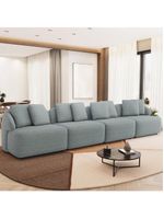 Sofá 4 Lugares Para Sala De Estar Living 314cm Arlo F04 Linho Cinza - Lyam Decor