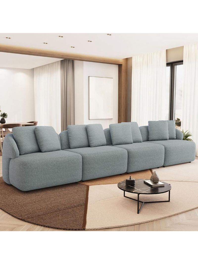 Sofá 4 Lugares Para Sala De Estar Living 314cm Arlo F04 Linho Cinza - Lyam Decor