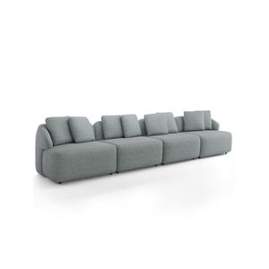 Sofá 4 Lugares Para Sala De Estar Living 314cm Arlo F04 Linho Cinza - Lyam Decor
