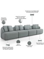 Sofá 4 Lugares Para Sala De Estar Living 314cm Arlo F04 Linho Cinza - Lyam Decor