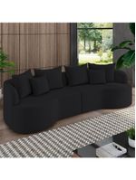 Sofá 4 Lugares Orgânico Sala De Estar Living 290cm Ekos K01 Veludo Preto - Lyam Decor