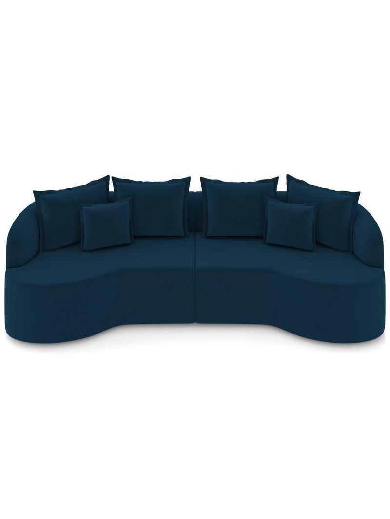 Sofá 3 Lugares Orgânico Sala De Estar Living 250cm Ekos K01 Veludo Azul Marinho - Lyam Decor