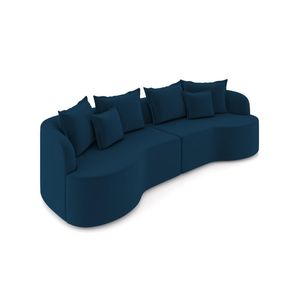 Sofá 3 Lugares Orgânico Sala De Estar Living 250cm Ekos K01 Veludo Azul Marinho - Lyam Decor