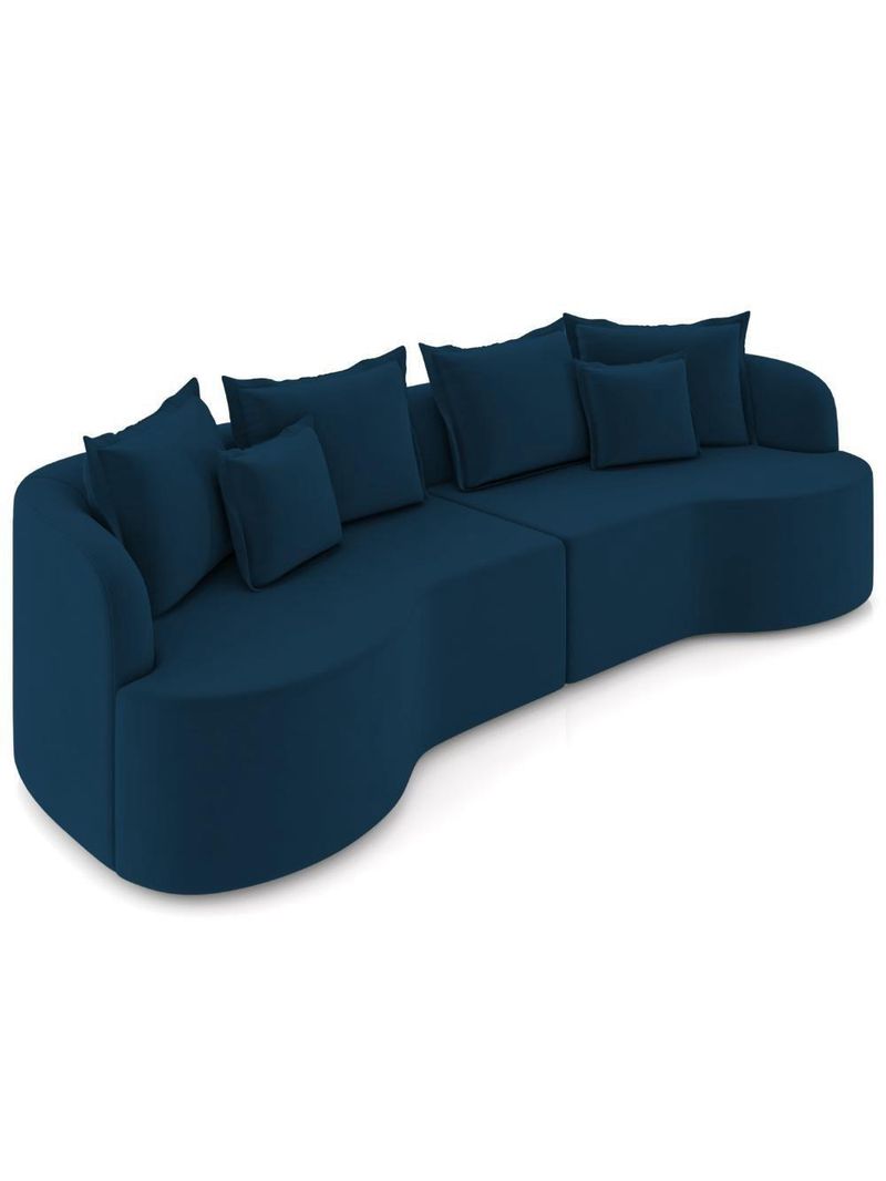 Sofá 3 Lugares Orgânico Sala De Estar Living 250cm Ekos K01 Veludo Azul Marinho - Lyam Decor