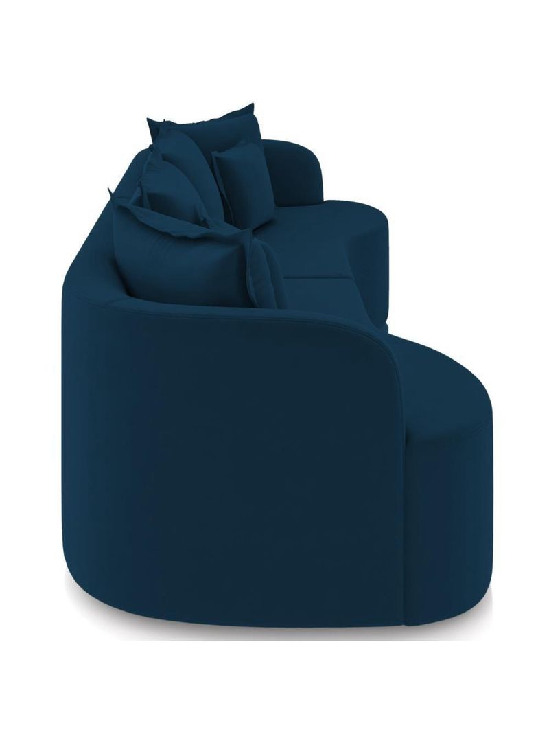 Sofá 3 Lugares Orgânico Sala De Estar Living 250cm Ekos K01 Veludo Azul Marinho - Lyam Decor