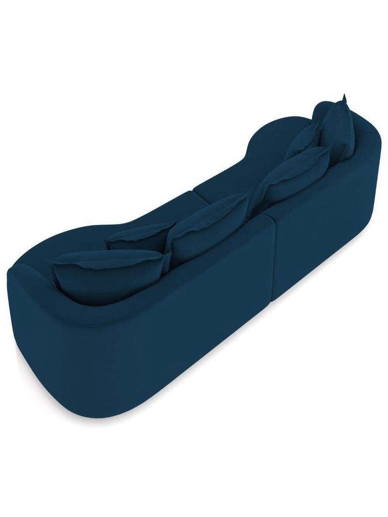 Sofá 3 Lugares Orgânico Sala De Estar Living 250cm Ekos K01 Veludo Azul Marinho - Lyam Decor