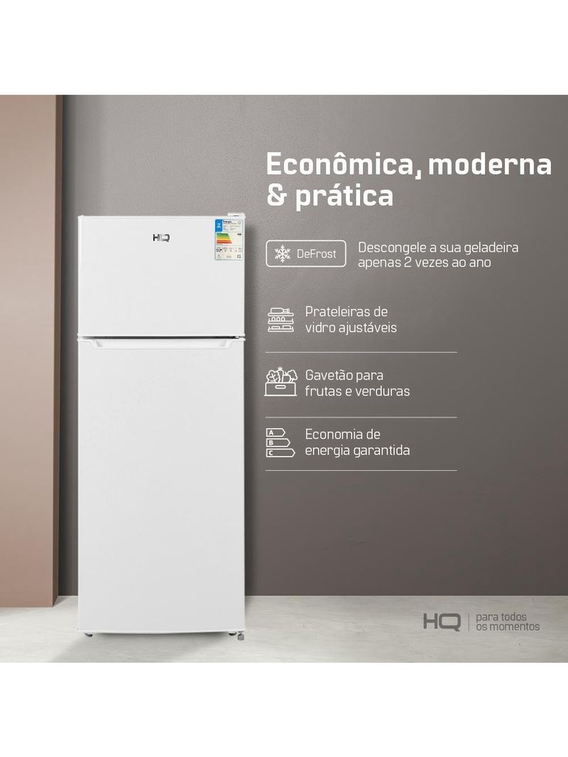 Geladeira Refrigerador HQ Defrost 230 Litros Branco HQ-230RDF 127V