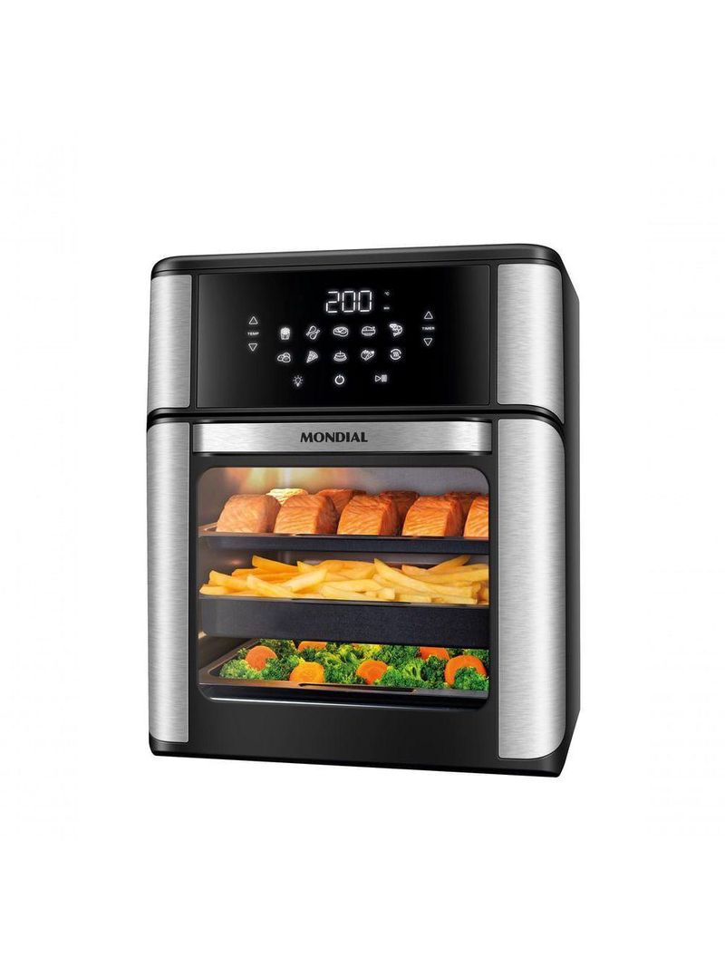 Fritadeira Elétrica Forno Oven 12L Mondial AFON-12L-BI-BC – 110V – Preto/Inox