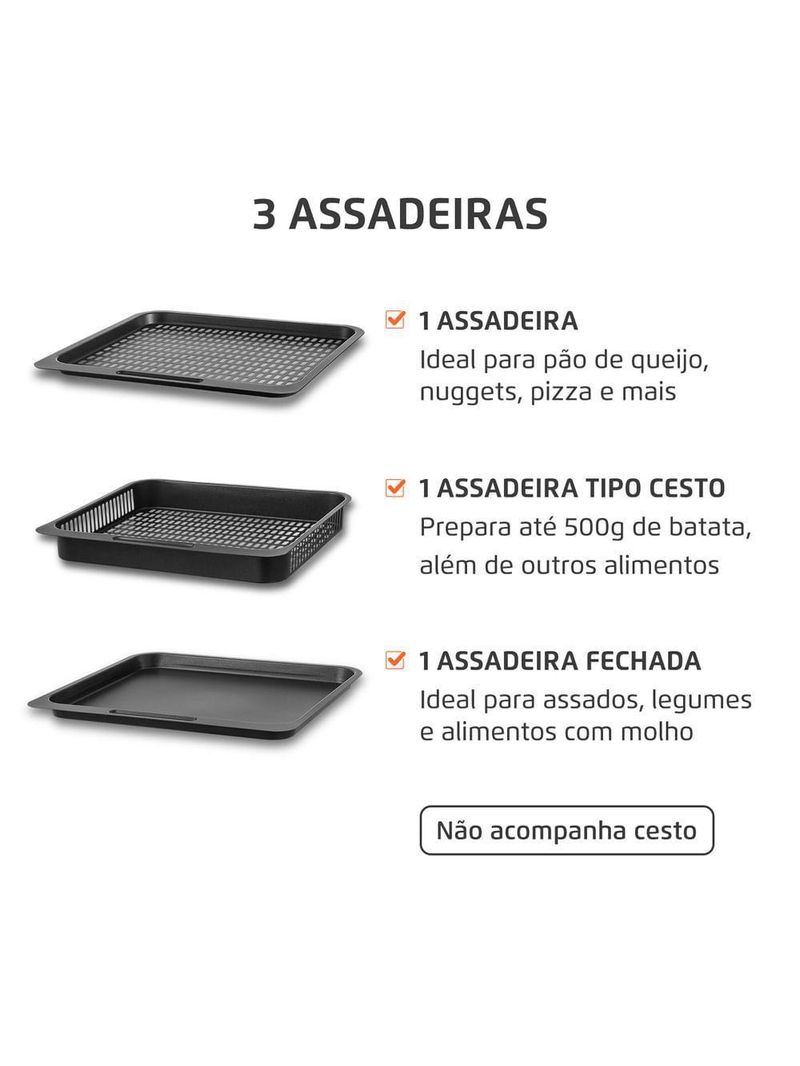 Fritadeira Elétrica Forno Oven 12L Mondial AFON-12L-BI-BC – 110V – Preto/Inox
