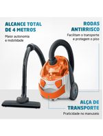 Aspirador De Pó Mondial Turbo Hepa Branco e Laranja AP-15 220V