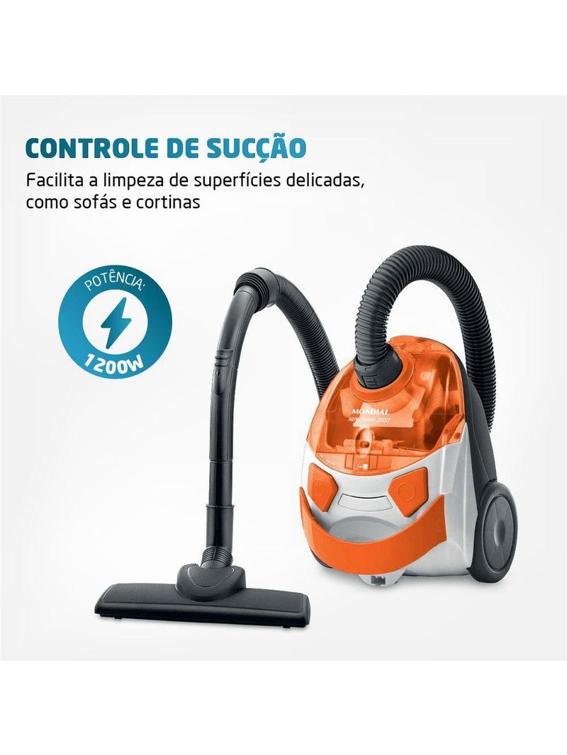 Aspirador De Pó Mondial Turbo Hepa Branco e Laranja AP-15 220V