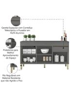 Balcão Gabinete De Cozinha 3 Portas 1 Gaveta Com Tampo 1,50m Line Kit's Paraná Madeirado/Grafite