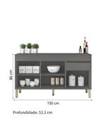 Balcão Gabinete De Cozinha 3 Portas 1 Gaveta Com Tampo 1,50m Line Kit's Paraná Madeirado/Grafite