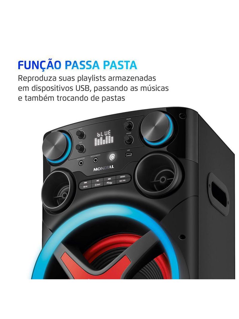 Torre De Som Mondial TM-2200 Luzes Bluetooth APP Bivolt