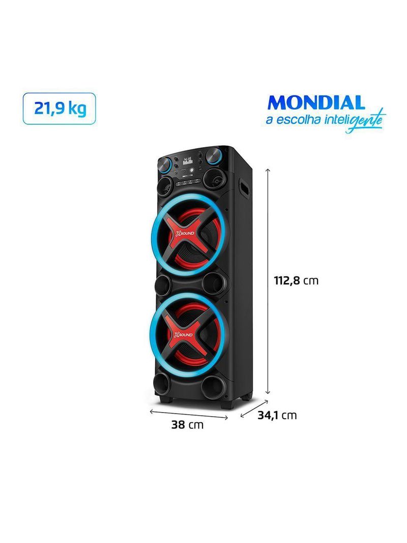 Torre De Som Mondial TM-2200 Luzes Bluetooth APP Bivolt