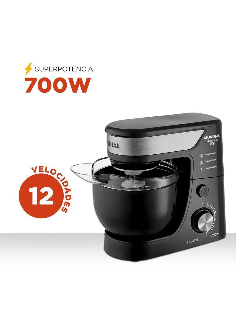 Batedeira Planetária Mondial Premium BP-01P-B - 127V - Preto/Inox