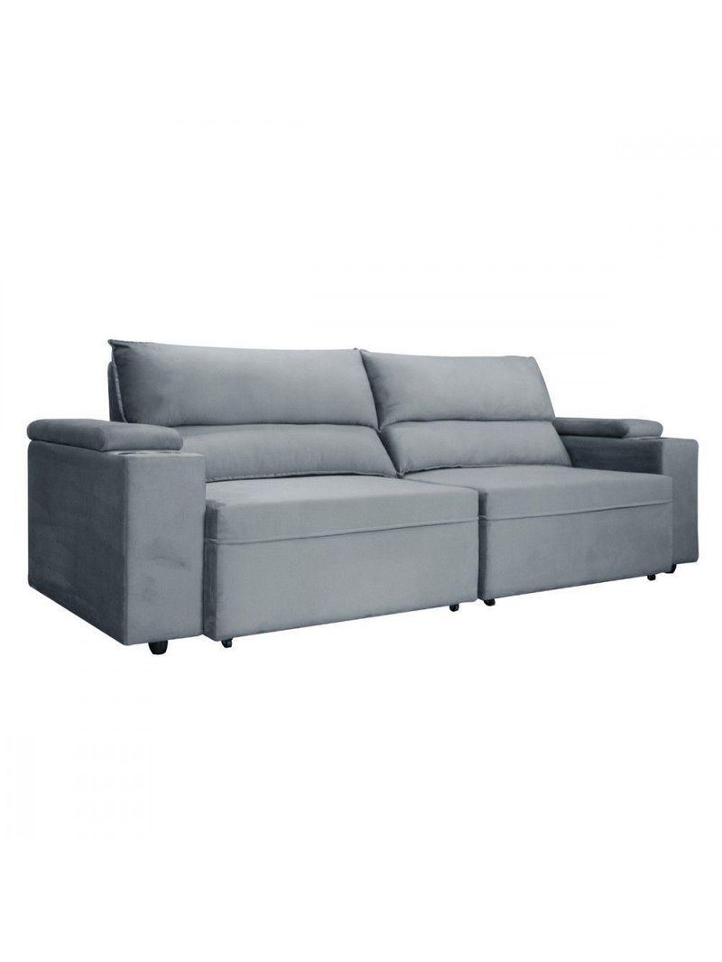 Sofá Somopar Acapulco Retrátil Reclinável 2m Veludo Cinza