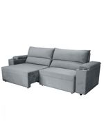 Sofá Somopar Acapulco Retrátil Reclinável 2m Veludo Cinza