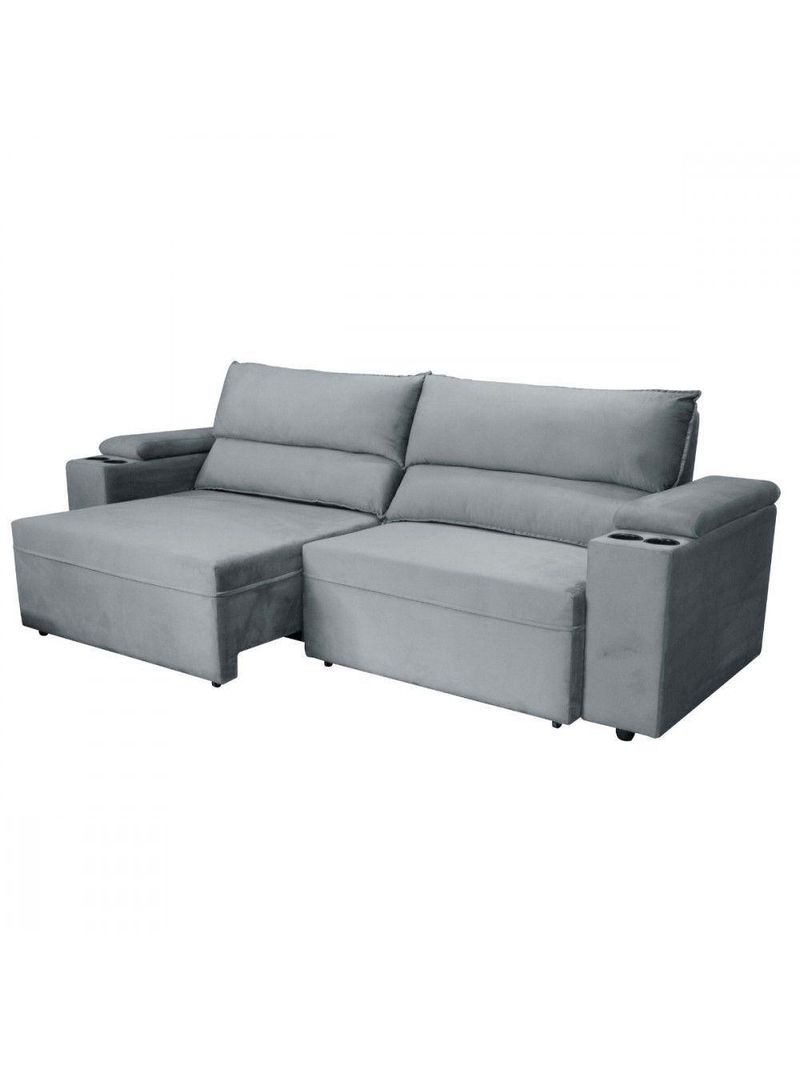 Sofá Somopar Acapulco Retrátil Reclinável 2m Veludo Cinza