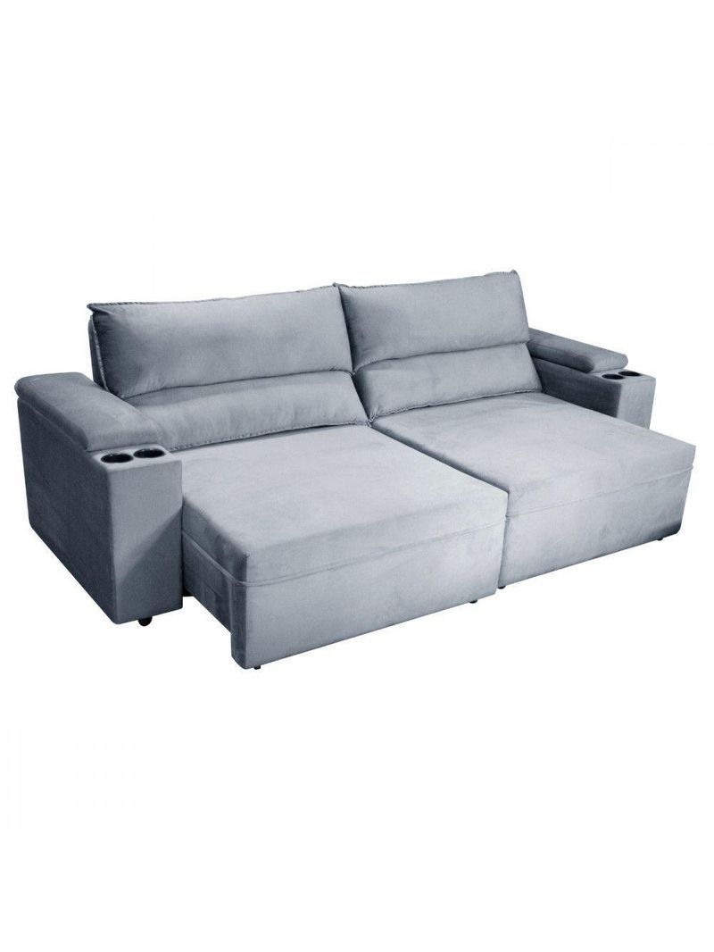 Sofá Somopar Acapulco Retrátil Reclinável 2m Veludo Cinza