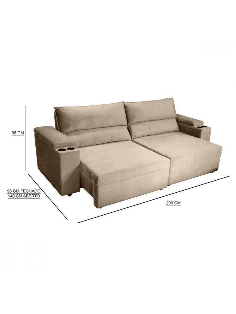 Sofá Somopar Acapulco Retrátil Reclinável 2m Veludo Bege