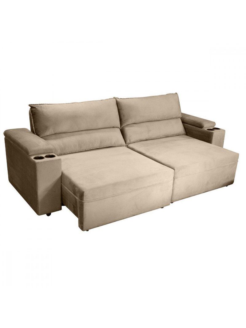 Sofá Somopar Acapulco Retrátil Reclinável 2m Veludo Bege