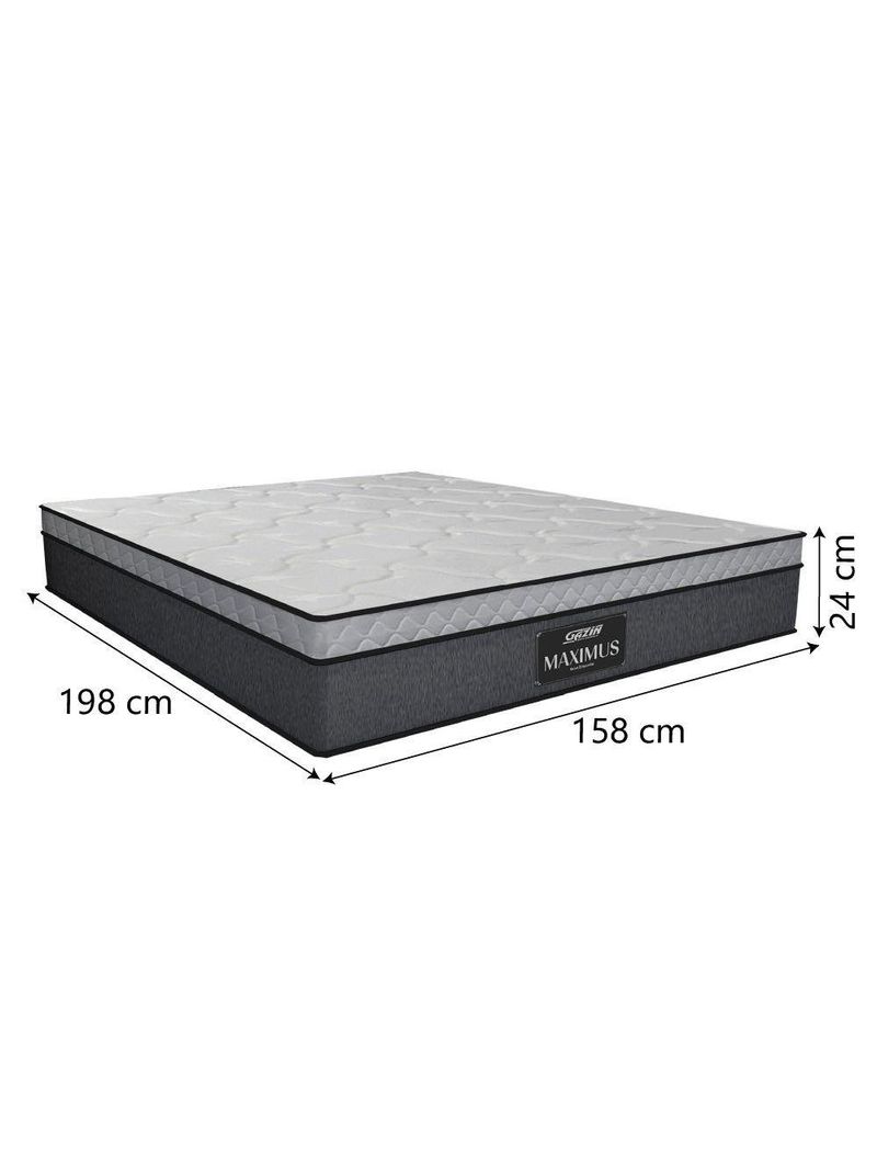 Cama Box Casal Queen Colchão Gazin Maximus Molas Ensacadas 158x198x62cm Linho Grafite-Preto Suporta até 120Kg por Pessoa