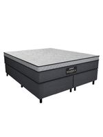 Cama Box Casal Queen Colchão Gazin Maximus Molas Ensacadas 158x198x62cm Linho Grafite-Preto Suporta até 120Kg por Pessoa
