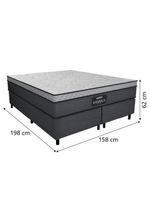 Cama Box Casal Queen Colchão Gazin Maximus Molas Ensacadas 158x198x62cm Linho Grafite-Preto Suporta até 120Kg por Pessoa