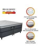 Cama Box Casal Queen Colchão Gazin Maximus Molas Ensacadas 158x198x62cm Linho Grafite-Preto Suporta até 120Kg por Pessoa