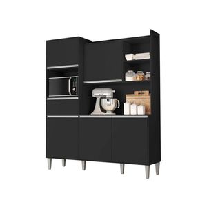 Armário Para Cozinha Kit Ambiente Isabel Preto Fosco - Ajl