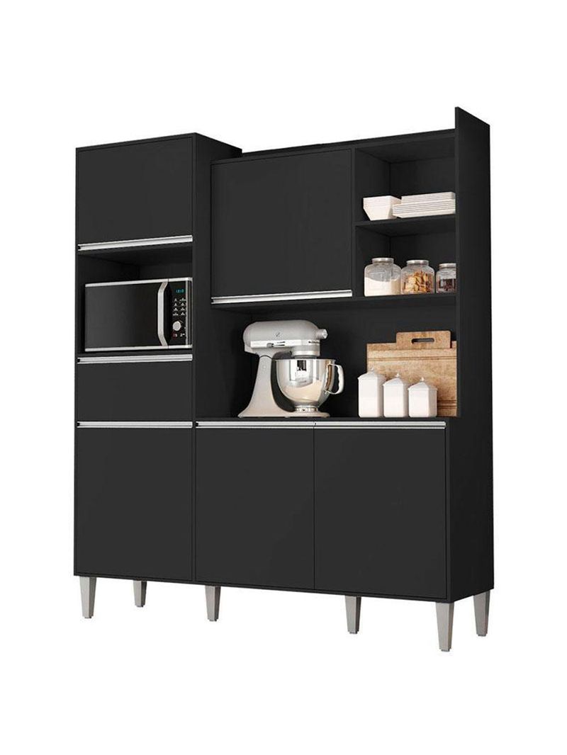 Armário Para Cozinha Kit Ambiente Isabel Preto Fosco - Ajl