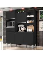 Armário Para Cozinha Kit Ambiente Isabel Preto Fosco - Ajl