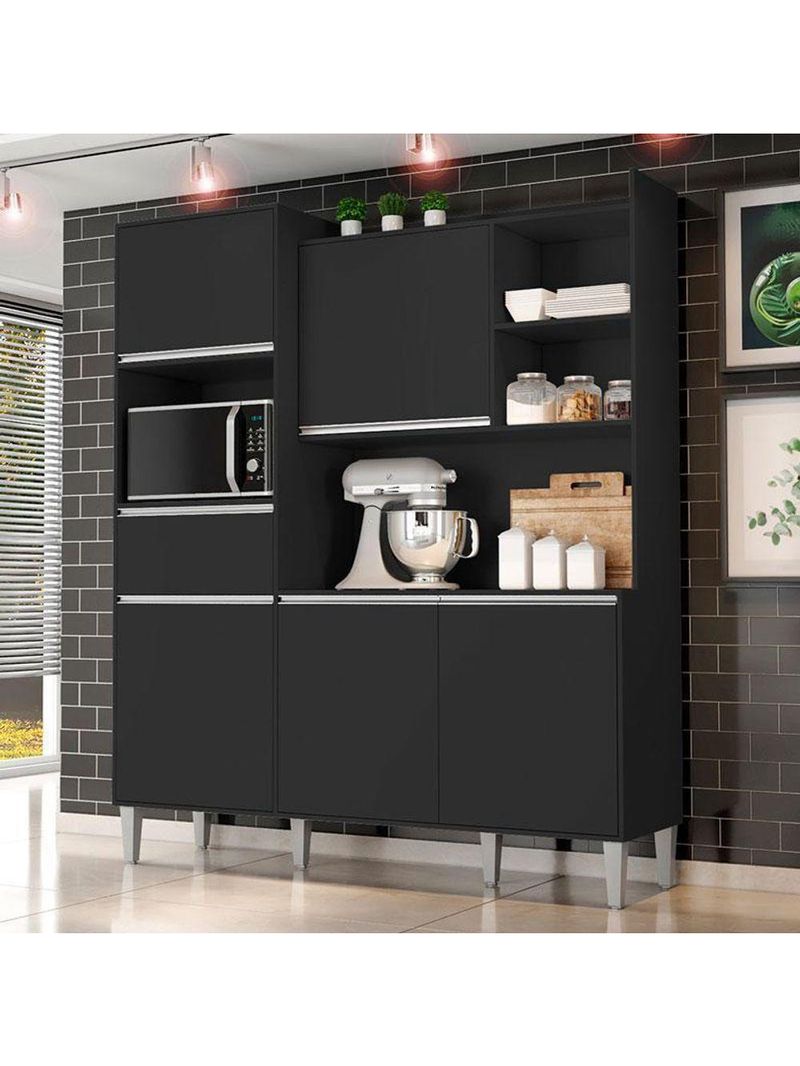 Armário Para Cozinha Kit Ambiente Isabel Preto Fosco - Ajl