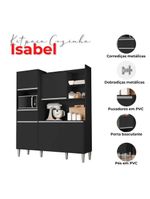 Armário Para Cozinha Kit Ambiente Isabel Preto Fosco - Ajl