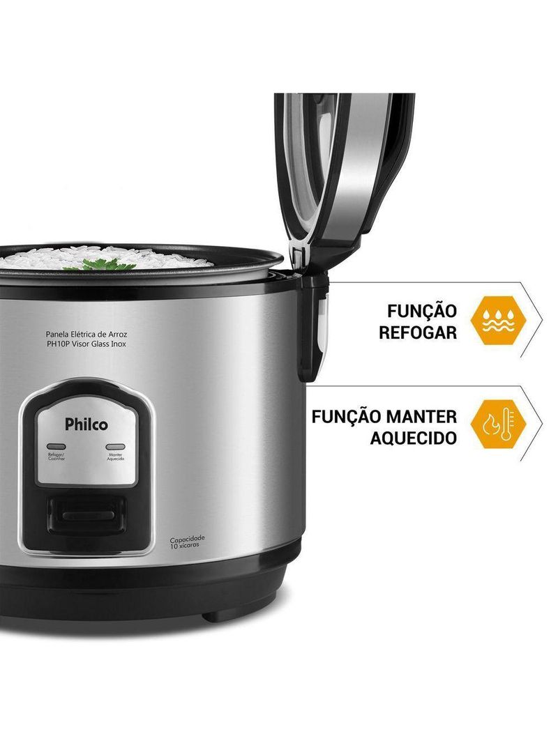 Panela De Arroz Elétrica Philco Inox 10 Xícaras PH10P 220V