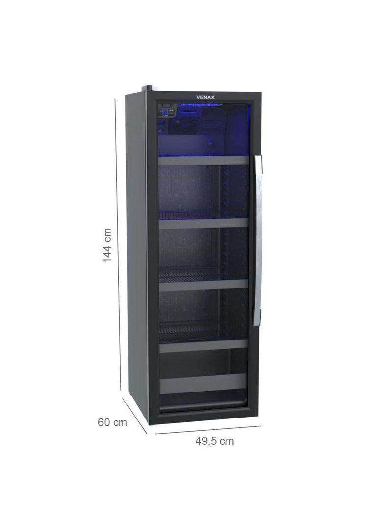 Cervejeira Expositora Venax Porta Invertida Blue Light 209L Preto 220V