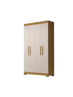 Guarda-roupa Solteiro Canadá 4 Portas Linhamobília Cinamomo/off White